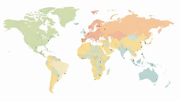 World map showing countries and capitals educational illustration